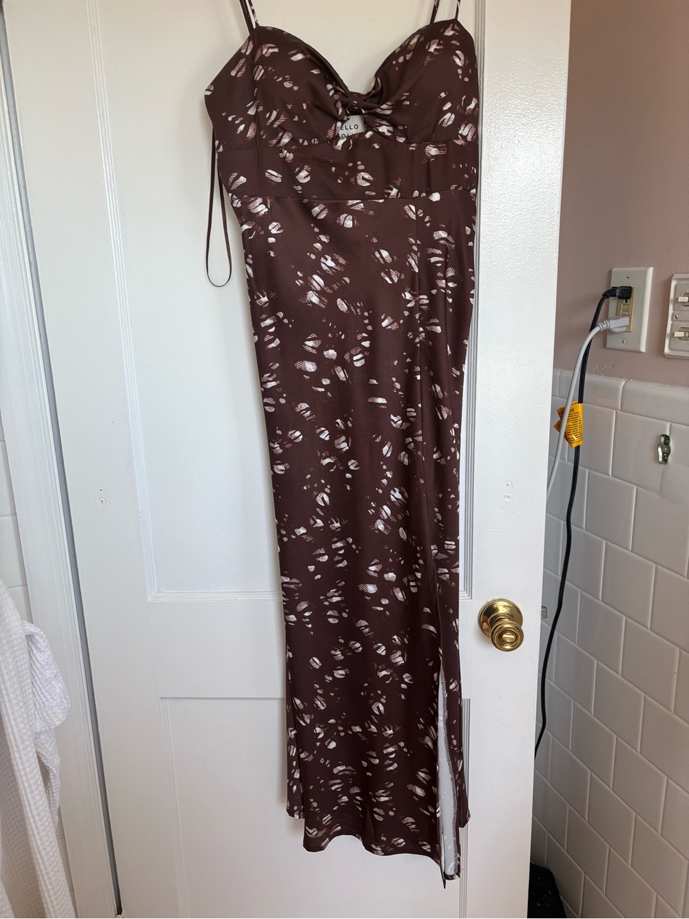Hello Molly Brown Printed Satin Maxi Slip Dress with Side Slit - Picture 2 of 3